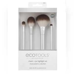 EcoTools Precious Metals Cheek+Eye Highlight Set, Makeup Brushes for Face & Eye